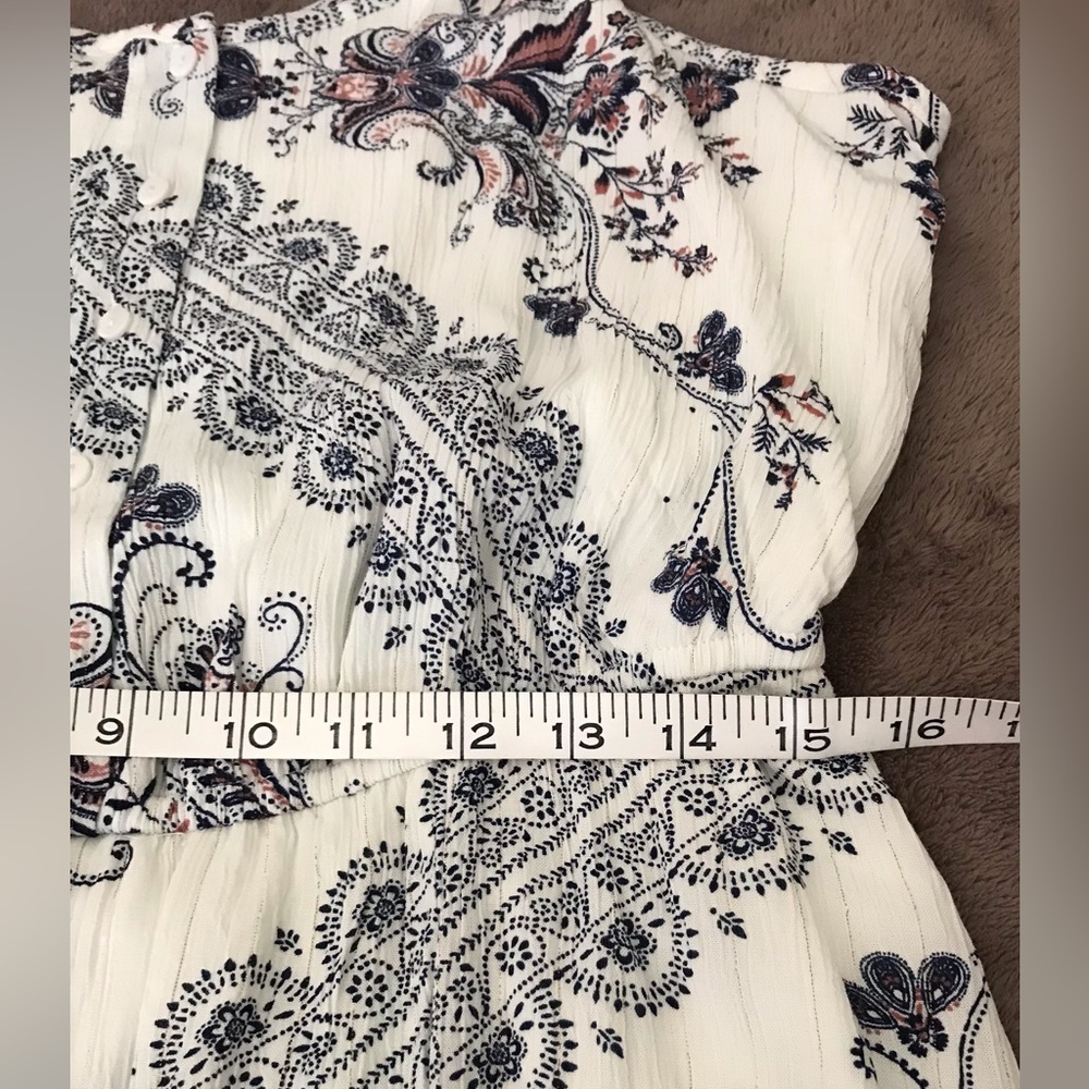KNOX ROSE-Elegant Off White and Navy Paisley Dress size L - Picture 6 of 12